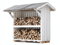 Abri à bûches - bois - 198x76x168 cm - blanc-gris - style rustique