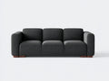 Canapé 3 places - tissu - bois - 211x83x75 cm - gris foncé-bois brun - style moderne compact