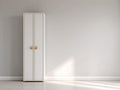 Armoire - MDF-métal - 82x48x182 cm - blanc-doré - style classique élégant