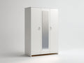 Armoire - MDF-miroir-métal - 136x52x189 cm - blanc-argenté - style moderne