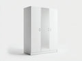 Armoire - MDF-miroir-métal - 140x53x190 cm - blanc-argenté - style moderne