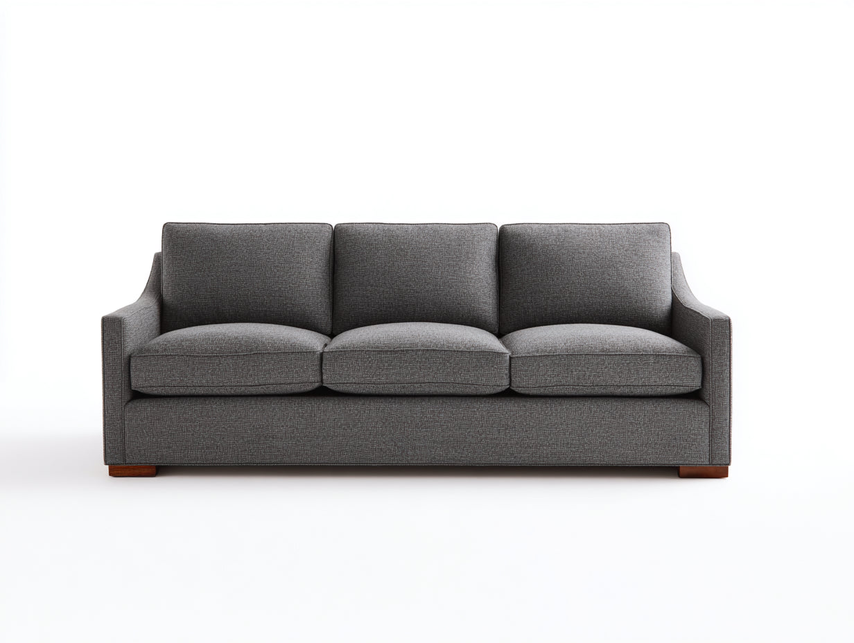 Canapé 3 places - tissu - bois - 215x86x77 cm - gris moyen-bois brun - style contemporain rectiligne