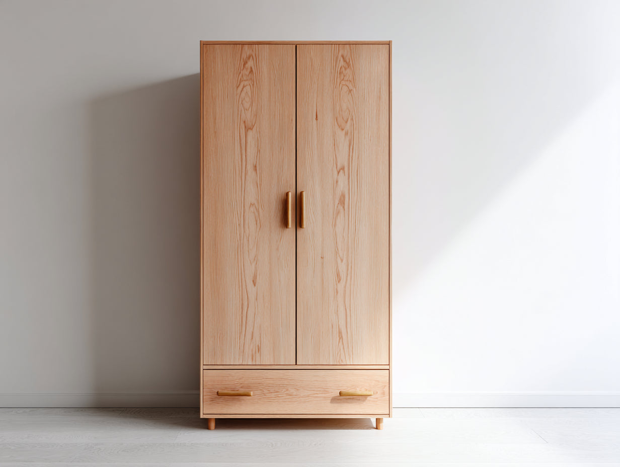Armoire - MDF-bois - 96x50x180 cm - chêne clair - style scandinave