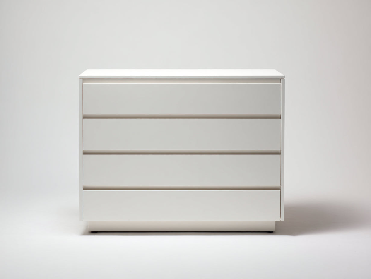 Commode - MDF - 96x42x88 cm - blanc mat - style minimaliste