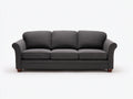 Canapé 3 places - tissu - bois - 214x85x76 cm - gris anthracite - style contemporain à accoudoirs arrondis