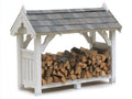 Abri à bûches - Bois - 168x56x148 cm - Blanc-Gris - Style chalet