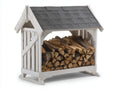 Abri à bûches - Bois - 156x58x140 cm - Blanc-Gris - Style chalet