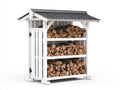 Abri à bûches - bois - 172x64x165 cm - blanc-gris anthracite - style chalet