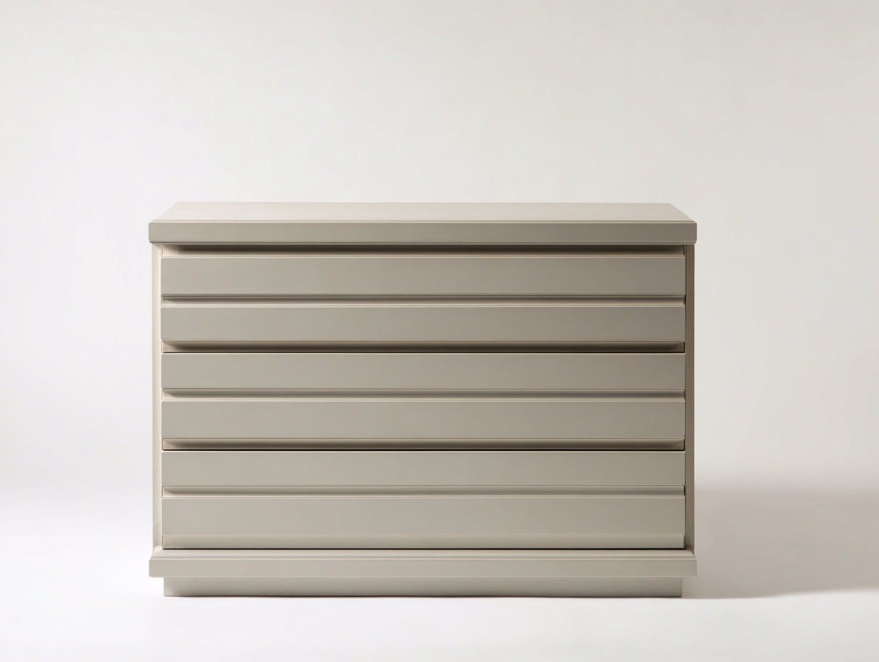 Commode - MDF - 118x42x86 cm - beige grisé - style contemporain