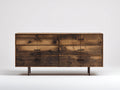 Commode - bois-métal - 145x42x78 cm - brun foncé-noir - style industriel