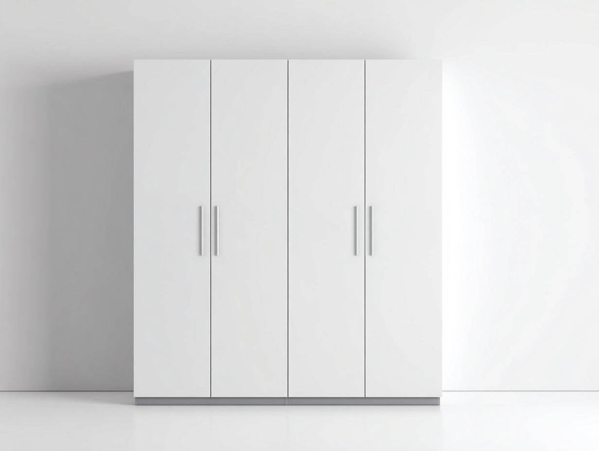 Armoire - MDF-métal - 180x55x190 cm - blanc-argenté - style minimaliste
