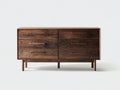 Commode - bois-métal - 138x43x82 cm - brun noyer - style rétro moderne