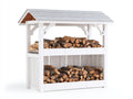 Abri à bûches - Bois - 174x50x166 cm - Blanc-Gris - Style chalet