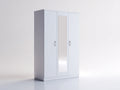 Armoire - MDF-miroir-métal - 132x52x190 cm - blanc-argenté - style moderne