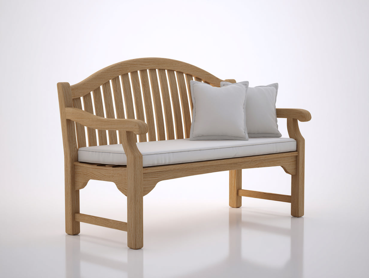 Banc de jardin - bois-tissu - 156x61x88 cm - bois clair-gris clair - style classique