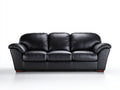 Canapé 3 places - cuir - 221x88x78 cm - noir - style moderne à accoudoirs arrondis