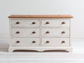 Commode - bois-métal - 136x44x85 cm - blanc patiné-bois naturel - style campagne