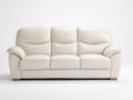 Canapé 3 places - cuir - 219x90x80 cm - crème - style contemporain rembourré